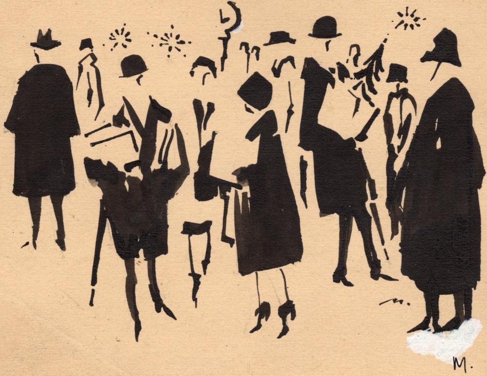 Cartoon pen ink drawing titled 'Mario Miranda Original C507', 5x6 inches, by artist Mario Miranda on Paper