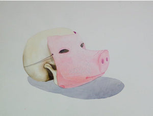 Animals watercolor painting titled 'Mask 2', 12x16 inches, by artist Sanjay Kumar on Paper