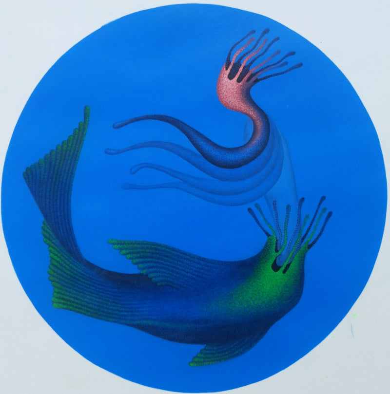 contemporary mixed-media painting titled 'Matashya', 12x12 inch, by artist Nitesh Panchal on Paper