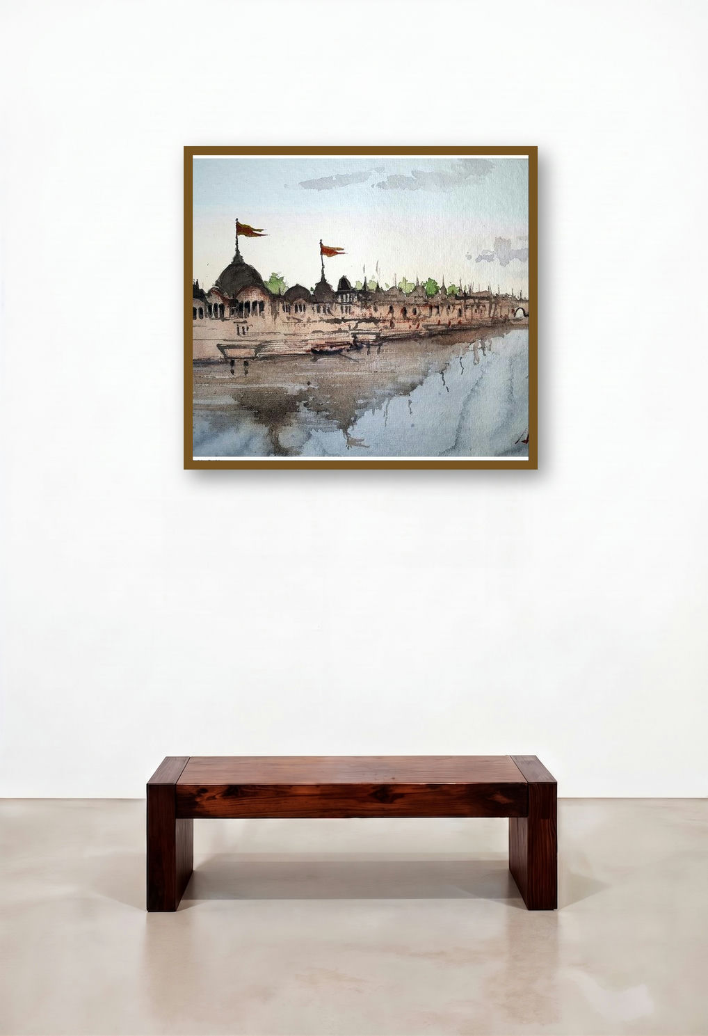 Mathura (Mathura Riverfront) by artist Arunava Ray displayed in a Coastal Hotel Lobby