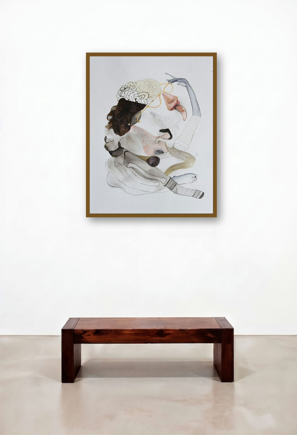 Mating 1 (A Study in Form and Function) by artist Susmita Chowdhury displayed in a Rustic Home Office