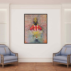 In-situ view of Amol Satre's 'Mauli (Vitthal's Divine Embrace)' painting in a room