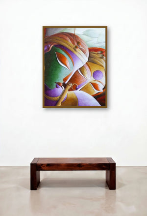 Mayavi 19 by artist Dhananjay Mukherjee displayed in a Modern Study