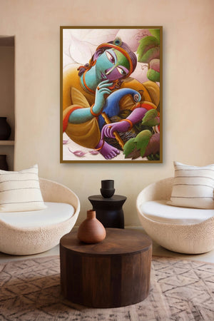 Mayavi 6 (Harmony with Nature) by artist Dhananjay Mukherjee displayed in a Minimalist gallery
