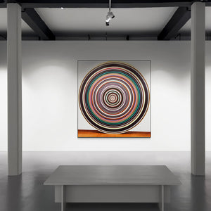 Ghanshyam Gupta's painting 'Meditation 1 (Infinite Regression)' displayed in a modern living room setting