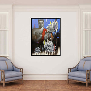 In-situ view of Pradeep Kumar's 'Meditation (Lord Divine Melody)' painting in a room