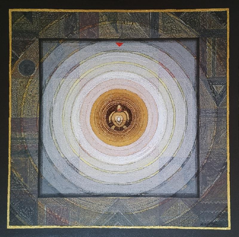 meditation acrylic painting titled 'Meditation 182', 30x30 inches, by artist Nilesh Nikam on Canvas