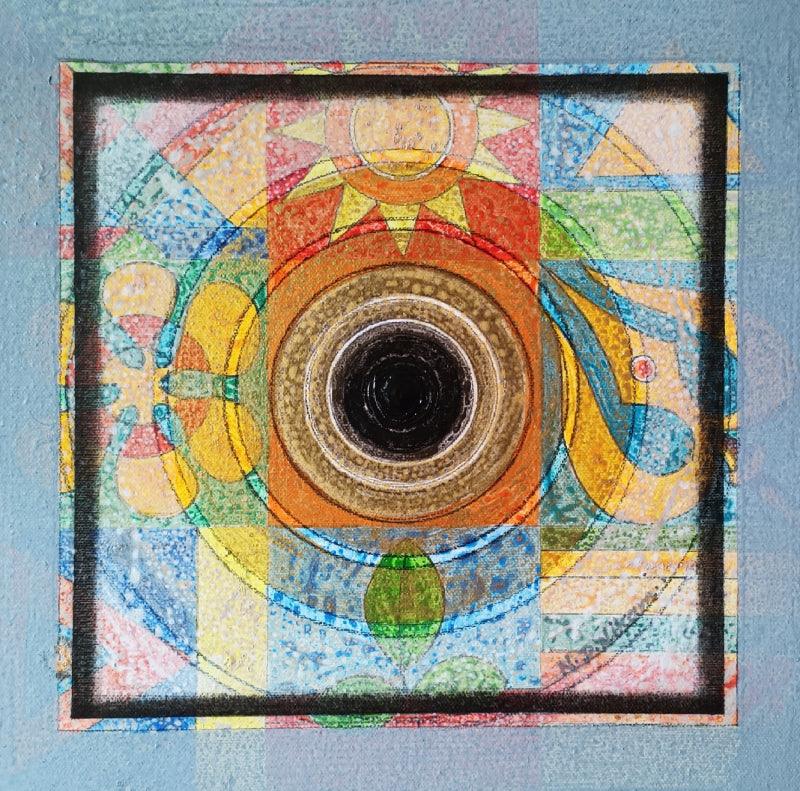 meditation acrylic painting titled 'Meditation 198', 12x12 inches, by artist Nilesh Nikam on Canvas