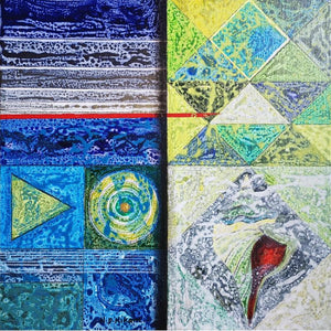 meditation acrylic painting titled 'Meditation 208', 12x12 inches, by artist Nilesh Nikam on Canvas