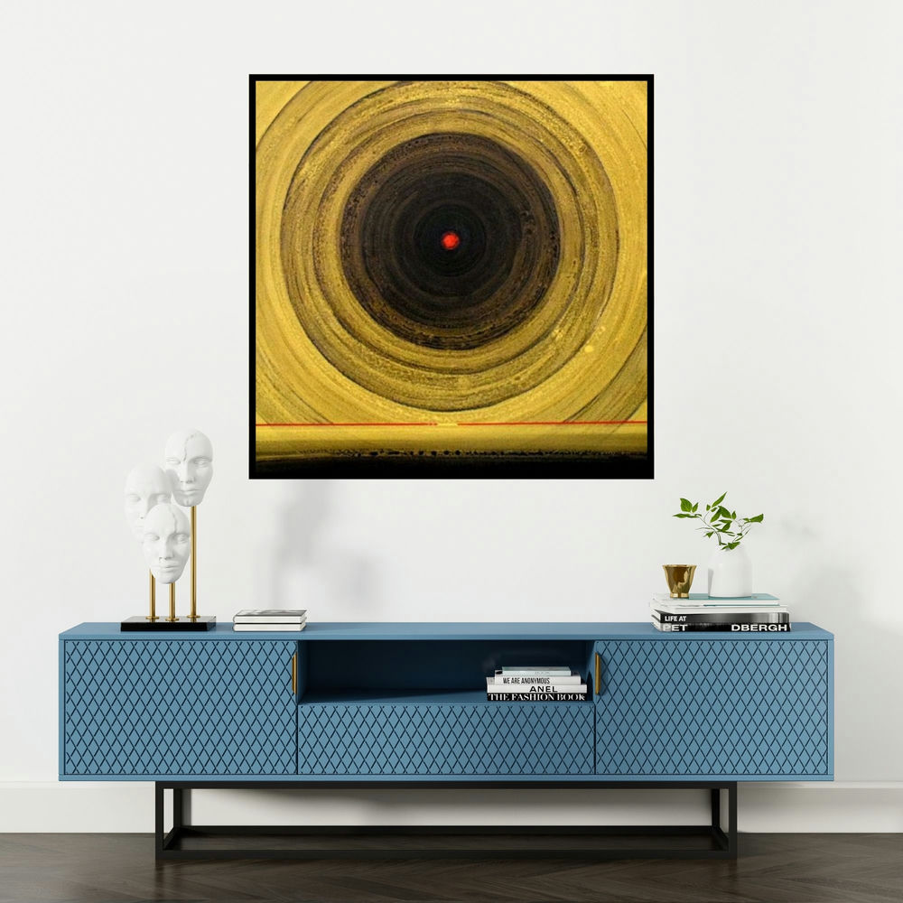 'Meditation 3 (Deep Center)' painting by Nilesh Nikam shown on a wall in a furnished room.