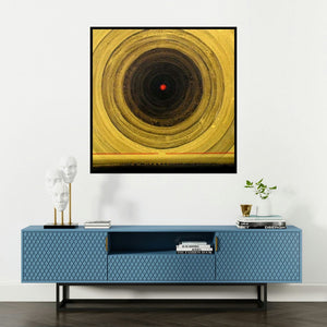 'Meditation 3 (Deep Center)' painting by Nilesh Nikam shown on a wall in a furnished room.