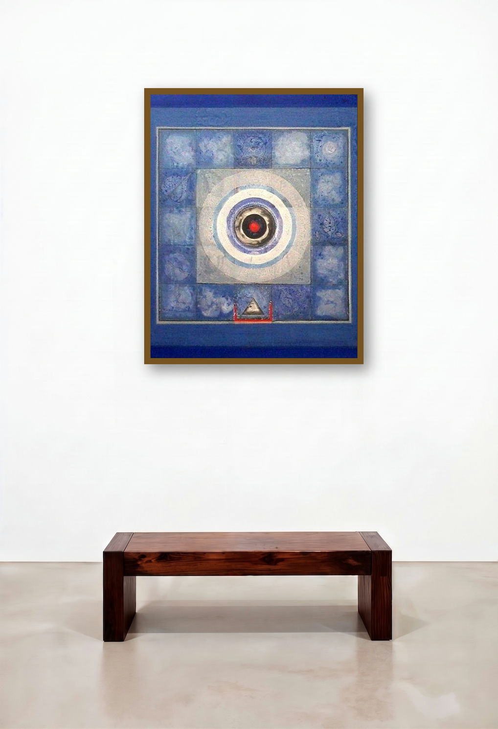 Meditation 4 (Azure Contemplation) by artist Nilesh Nikam displayed in a Traditional Executive Office