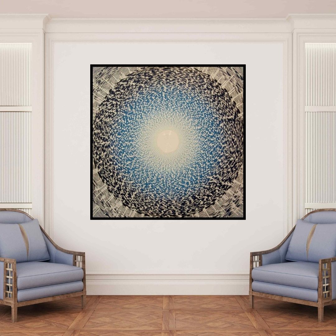 In-situ view of Ghanshyam Gupta's 'Meditation 5 (Infinite Depths)' painting in a room