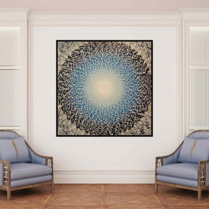 In-situ view of Ghanshyam Gupta's 'Meditation 5 (Infinite Depths)' painting in a room