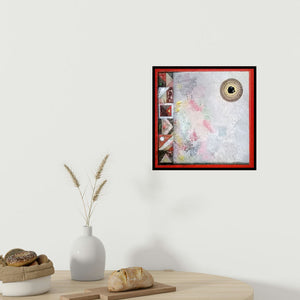 In-situ view of Nilesh Nikam's 'Meditation 80 (Red Border Abstract)' painting in a room