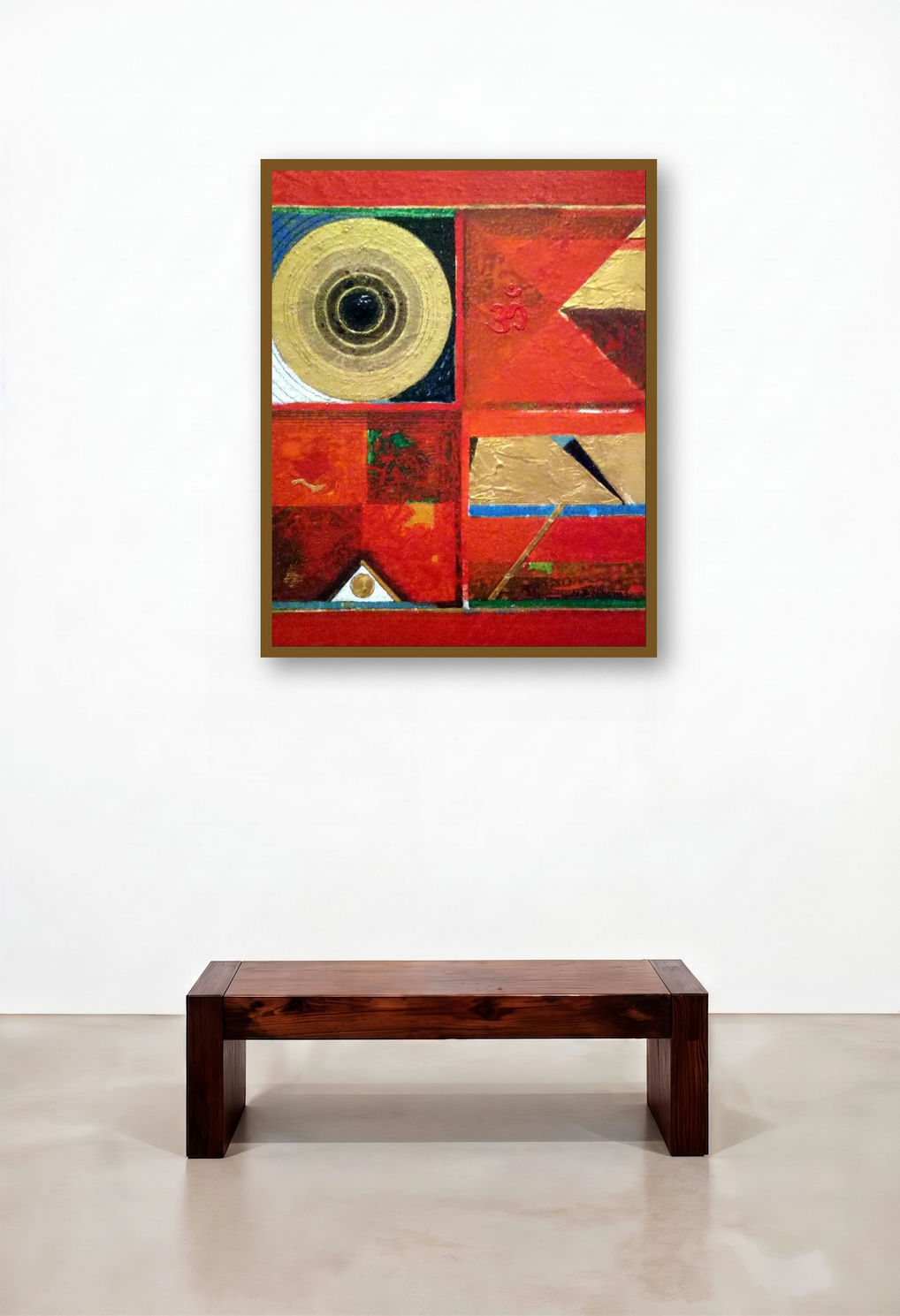 Meditation 86 (Symbolic Abstraction) by artist Nilesh Nikam displayed in a Japandi Hotel Lobby