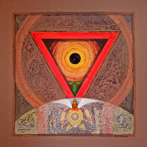 Abstract acrylic painting titled 'Meditation 90', 18x18 inches, by artist Nilesh Nikam on Canvas