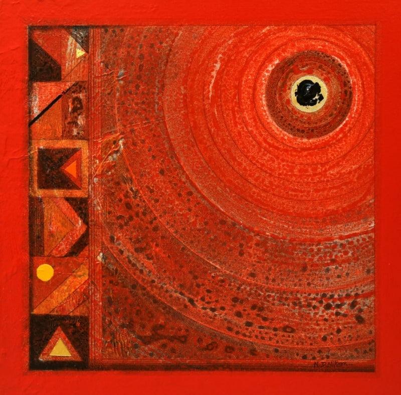 Abstract acrylic painting titled 'Meditation 97', 18x18 inches, by artist Nilesh Nikam on Canvas