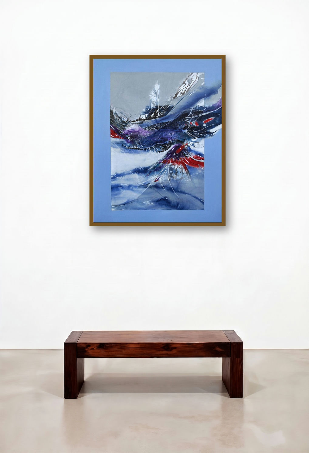 Meghra (Oceanic Dreamscape) by artist Sonam Sikarwar displayed in a Eclectic Family Room