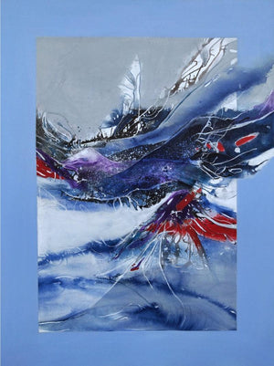 Meghra (Oceanic Dreamscape) by Sonam Sikarwar, Original Acrylic Abstract Painting on Canvas, Large Vertical Wall Art