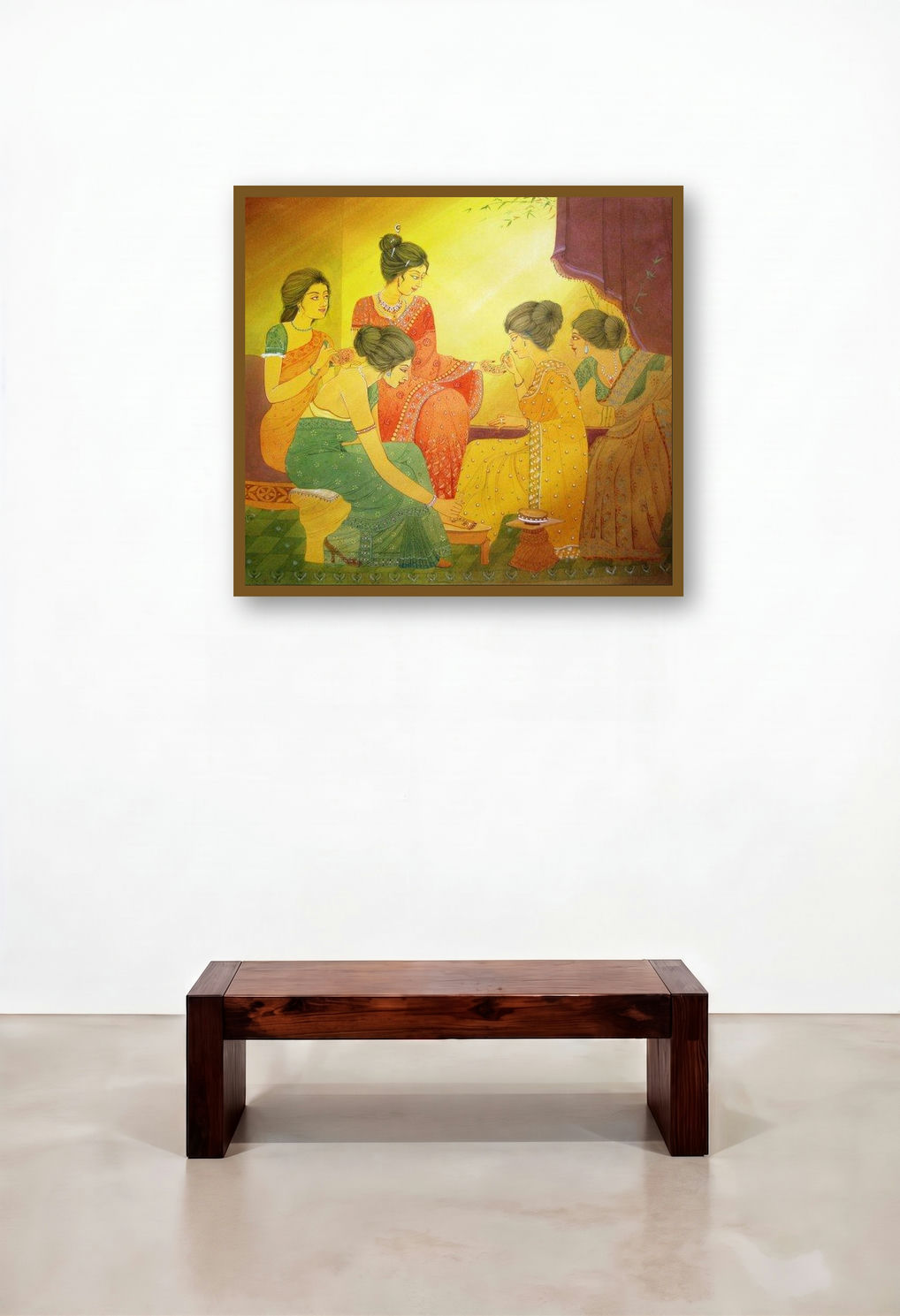 Mehendi (A Glimpse into the Past) by artist Rina Roy displayed in a Boutique Hotel Style Library
