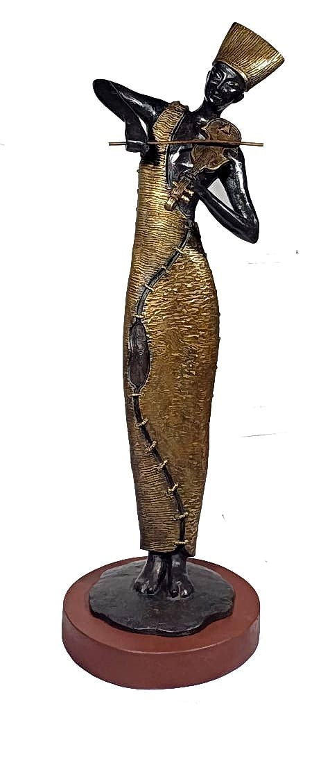 'Melodist' figurative Bronze sculpture by artist Subrata Paul, 34x12 inch, on bronze