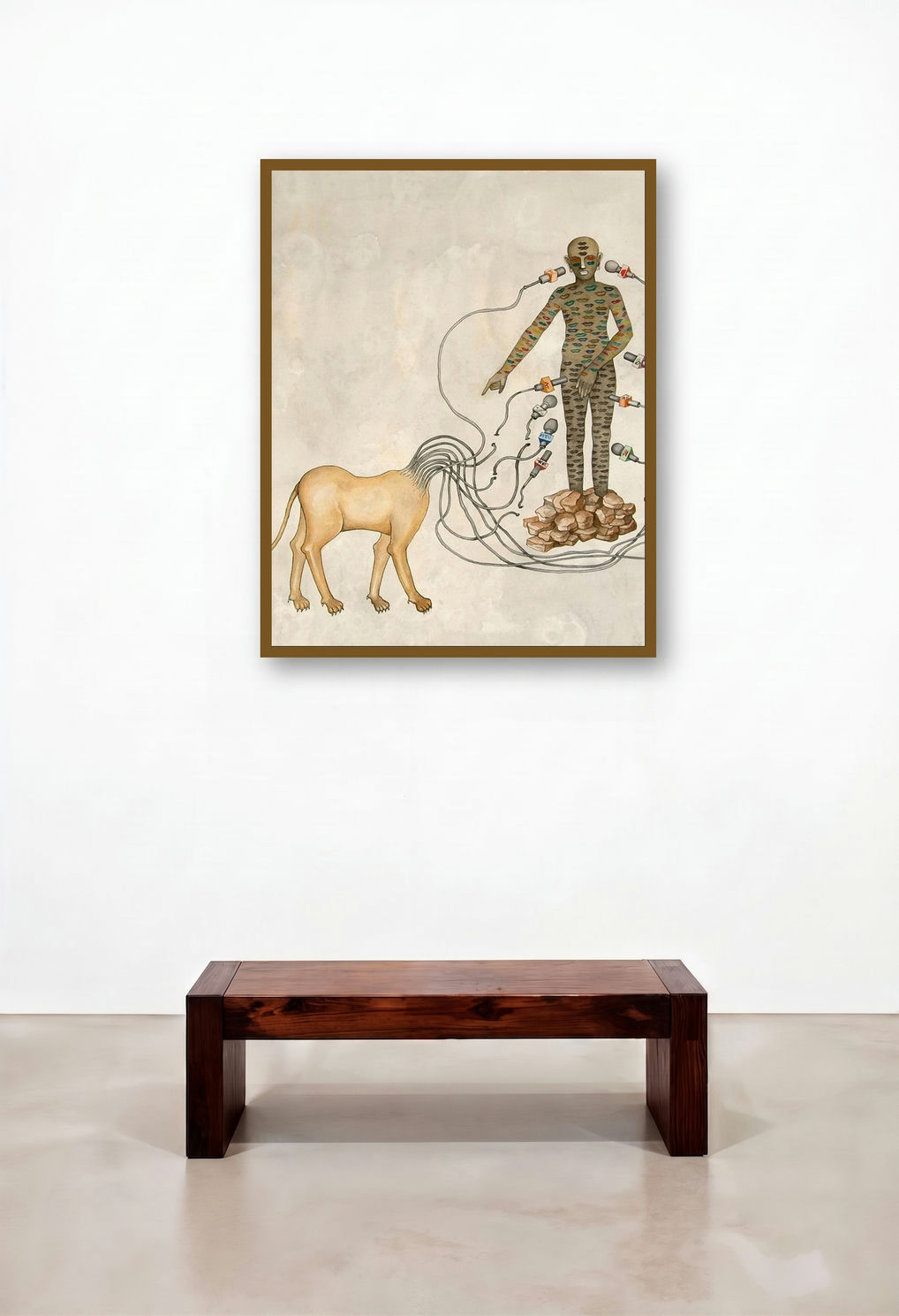 Melodramatically (The Voice of the People) by artist Nandkishor Saindane displayed in a Japandi Lounge