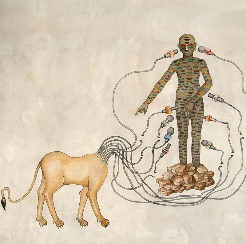 contemporary watercolor painting titled 'Melodramatically', 24x24 inches, by artist Nandkishor Saindane on Arches Paper