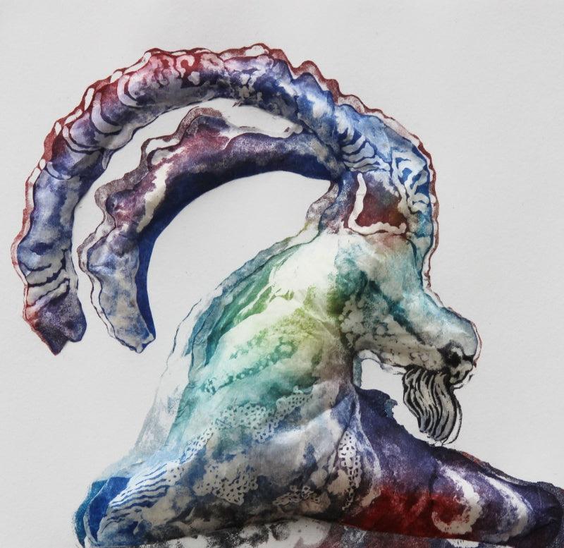 Animals printmaking titled 'Memory', 8x8 inches, by artist Divya Patwa on Paper