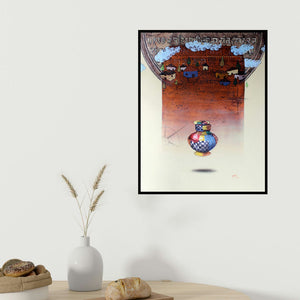 Ramchandra Kharatmal's 'Memory (Untitled)' painting visualized above a sofa in a contemporary room.