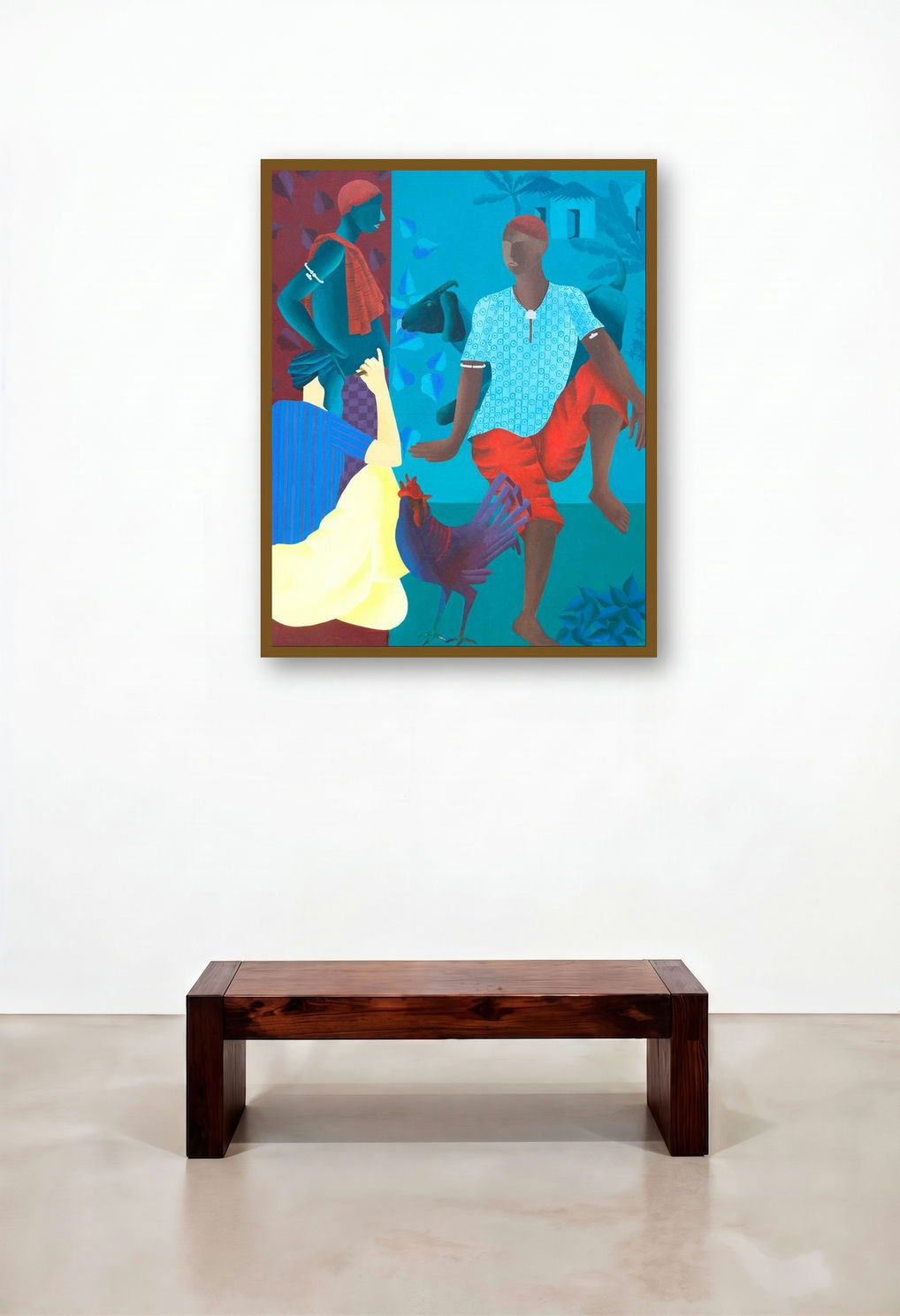 Men In Discussion by artist Abhiram Bairu displayed in a Contemporary Bedroom