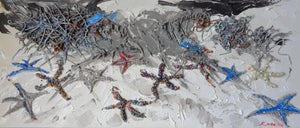 Meraviglie (Celestial Shore) by Francesca Monico, Original Acrylic Nature Painting on Canvas, Small Horizontal Wall Art