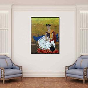 In-situ view of Himanshu Lodwal's 'Mere Liye Saadi Leke Aana' painting in a room