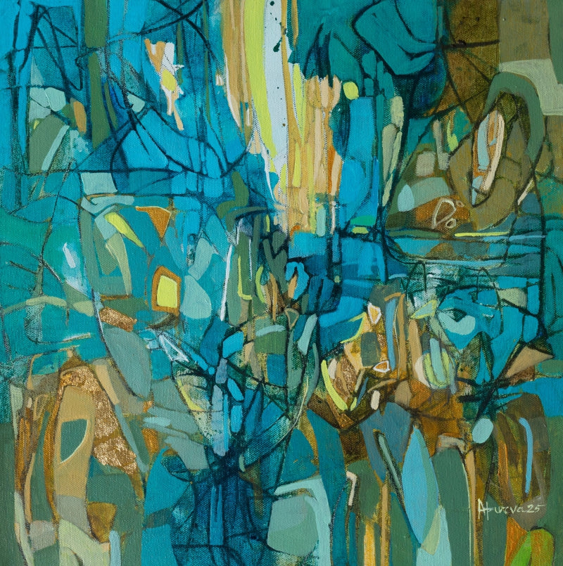 Metaphor Of Life 15' abstract mixed-media painting by artist Apurva Singh, 16x16 inch, on canvas