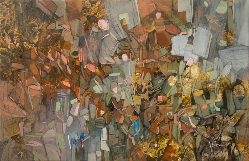 Metaphor Of Life 22' abstract mixed-media painting by artist Akshay Sawant, 24x36 inch, on canvas