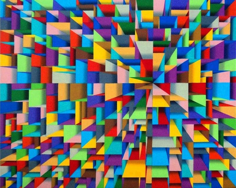 Abstract acrylic painting titled 'Metropolis', 16x20 inches, by artist Samba Biswas on Canvas