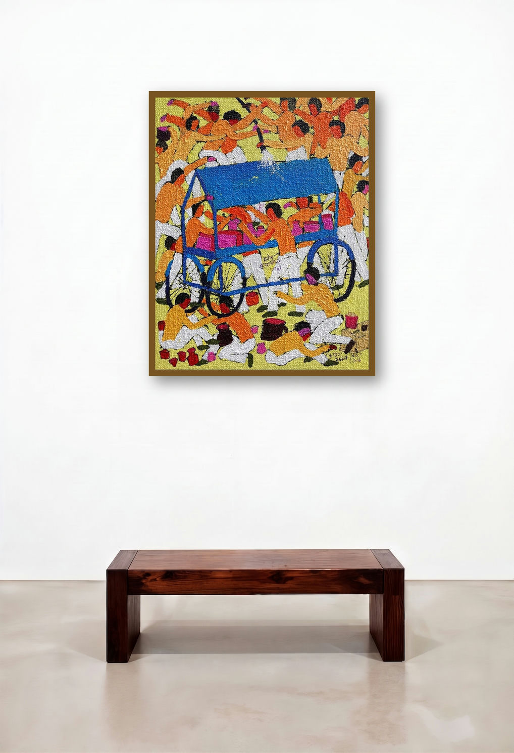 Mid April (Street Food Frenzy) by artist Kumar Ranjan displayed in a Transitional Library