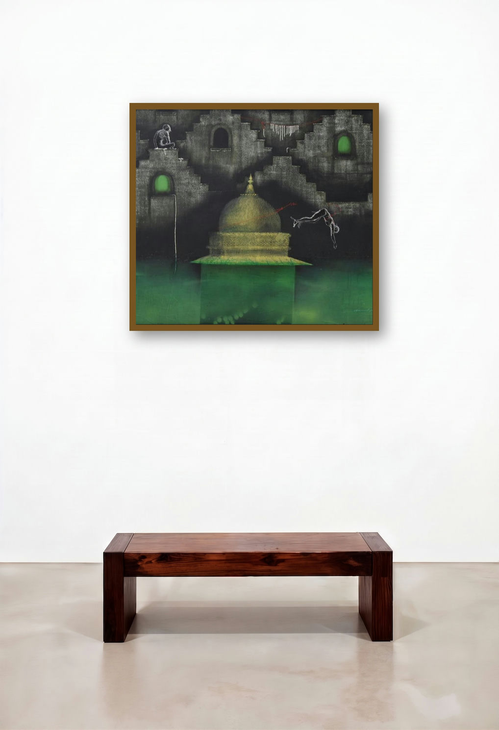 Midnight At Badi Lake (The Sacred Abyss) by artist Nirmal Yadav displayed in a Designer Living Room