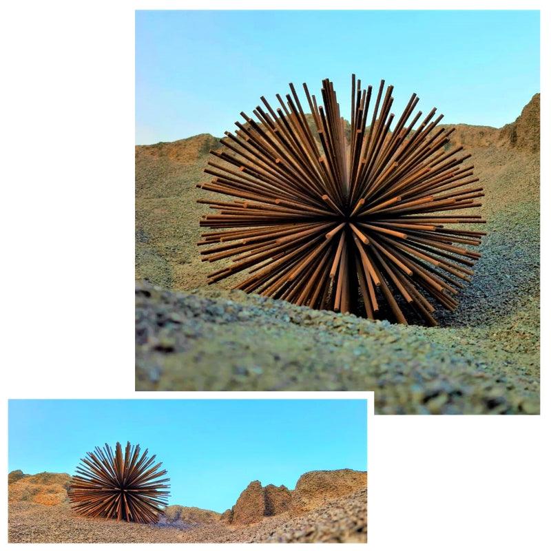 Abstract sculpture titled 'Migrants', 24x24x24 inches, by artist Swapnil Godase on Mild Steel with Pati