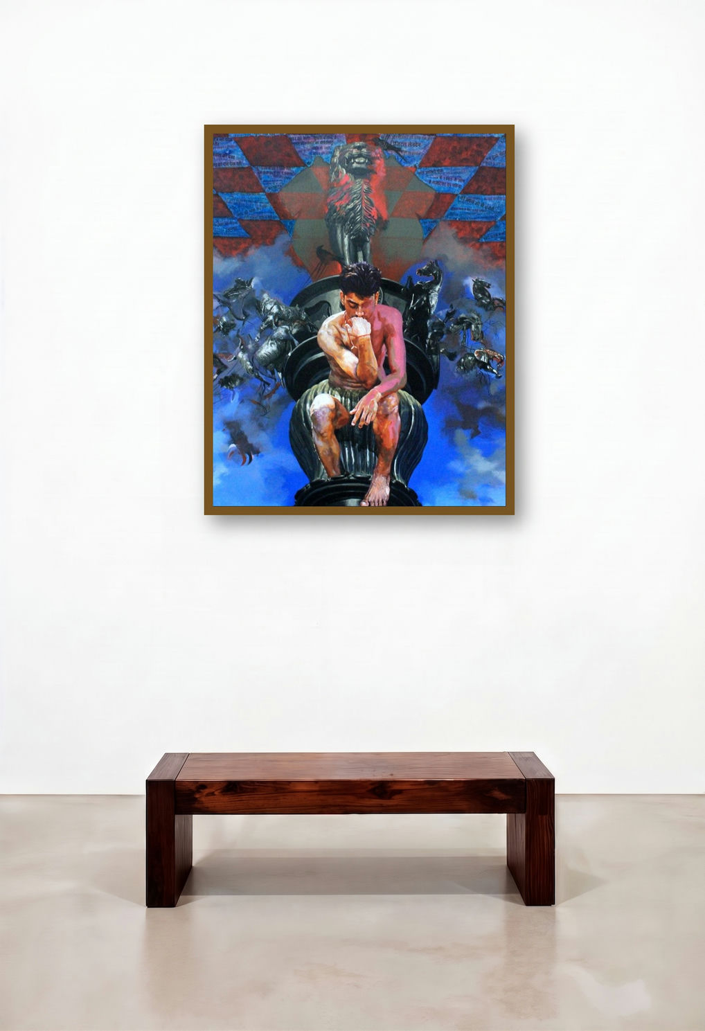 Migration 1 (The Digital Age) by artist Rishi Raj displayed in a Transitional Study