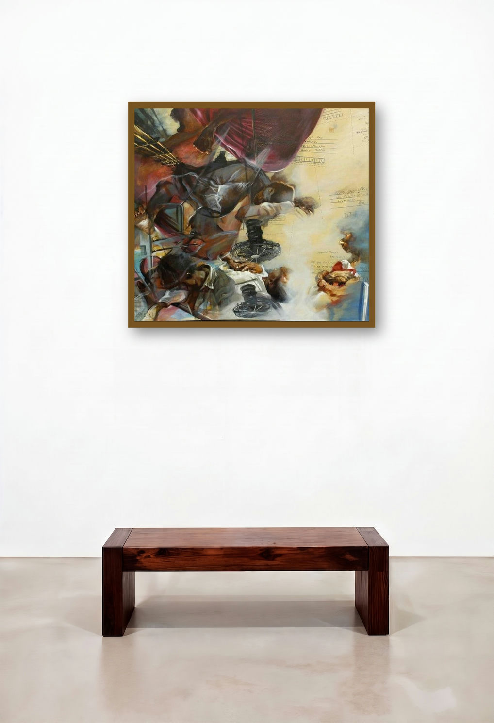 Migration 3 (The City's Pulse) by artist Rishi Raj displayed in a Modern Reception Area