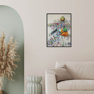 In-situ view of Amol Satre's 'Migration (Breath of Life)' painting in a room