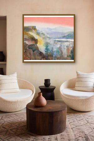 Mindcsape 32 (Ethereal Valley) by artist Sunil Kale displayed in a Minimalist gallery