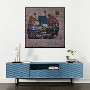 'Mindscape 1 (Hidden Harmony)' painting by Harshada Kolapkar shown on a wall in a furnished room.