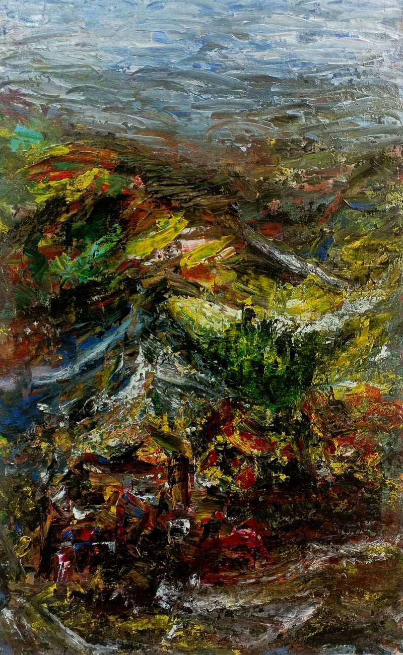 'Mindscape 3' landscape acrylic painting by artist Ganesh Singh, 20x12 inch, on canvas