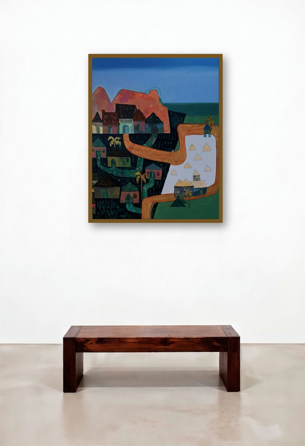 Mindscape 4 (Divided Landscape) by artist Harshada Kolapkar displayed in a Contemporary Luxury Penthouse