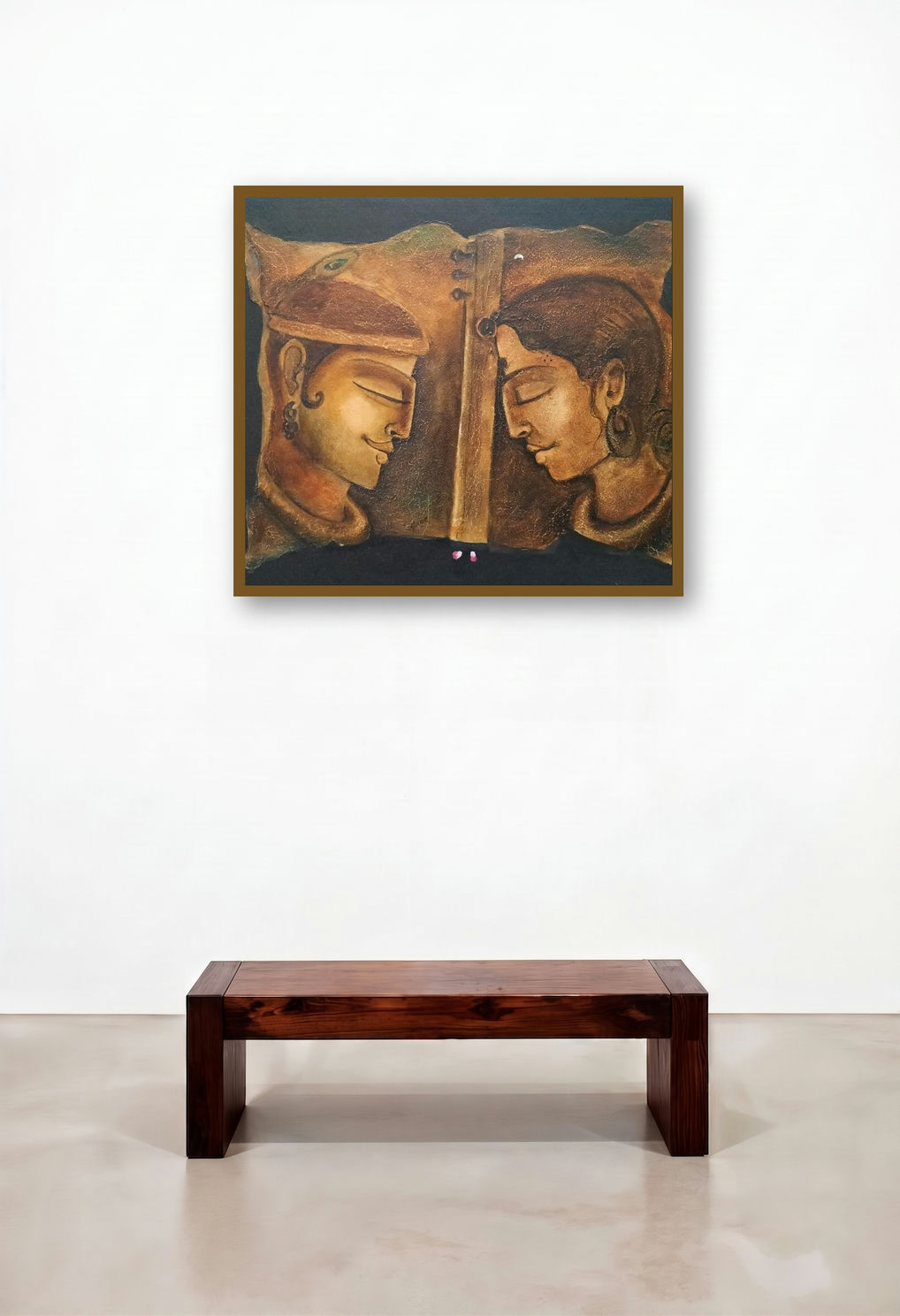 Mira (A Love Divided) by artist Manoj Muneshwar displayed in a Contemporary Luxury Lounge