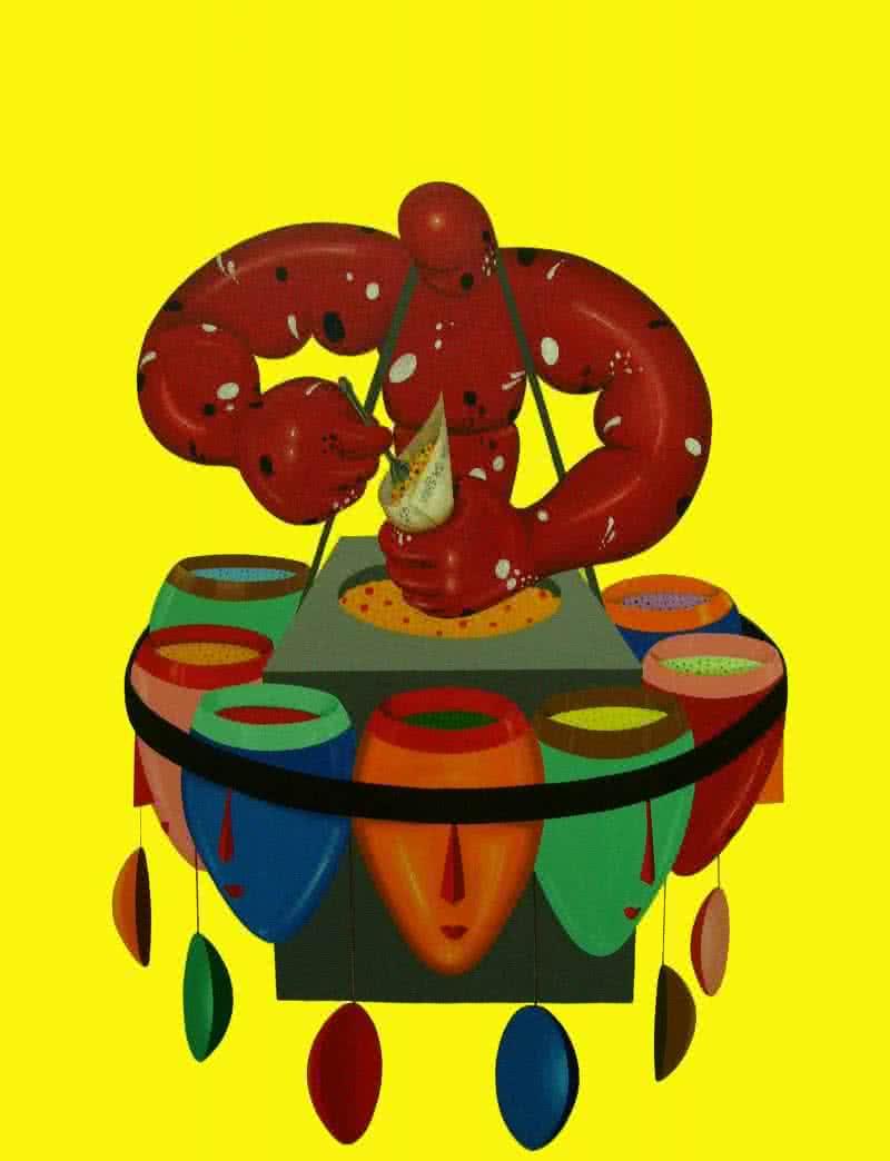 Pop Art acrylic painting titled 'Mixture', 48x38 inches, by artist Jayanta Bhattacharya on Canvas