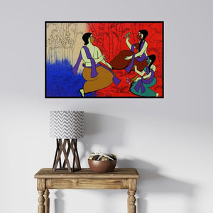 In-situ view of Chetan Katigar's 'The Moment' painting in a room