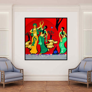 In-situ view of Chetan Katigar's 'Moment Of Love' painting in a room